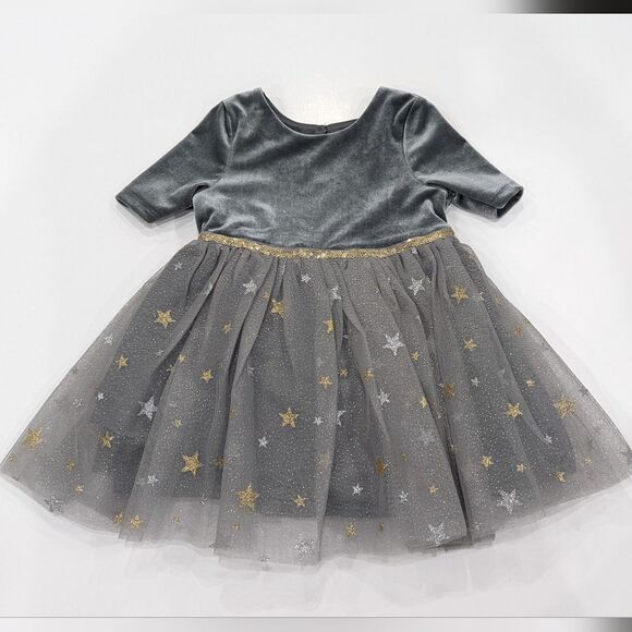 Zunie Gray Silver Gold Fancy Tulle Sparkle Poofy Christmas Party Dress Size 24mo - Picture 3 of 7